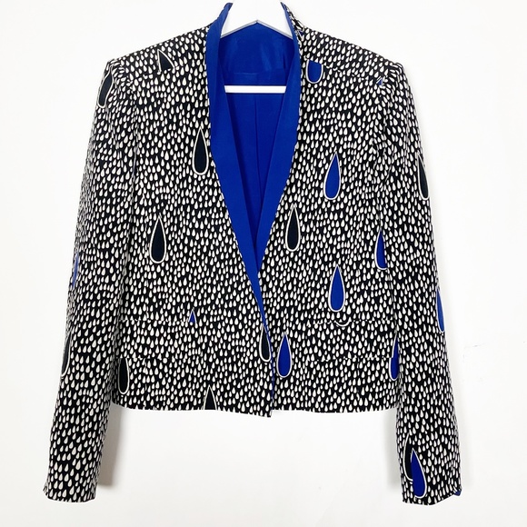 David Hayes Jackets & Blazers - David Hayes Women's Jacket Size 6 Silk Blue Beige Silk Lining Vintage RARE!!